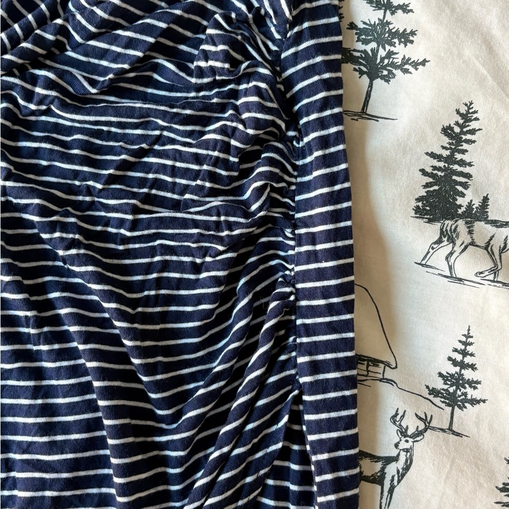 Dynamite Navy and White Striped Midi Skirt